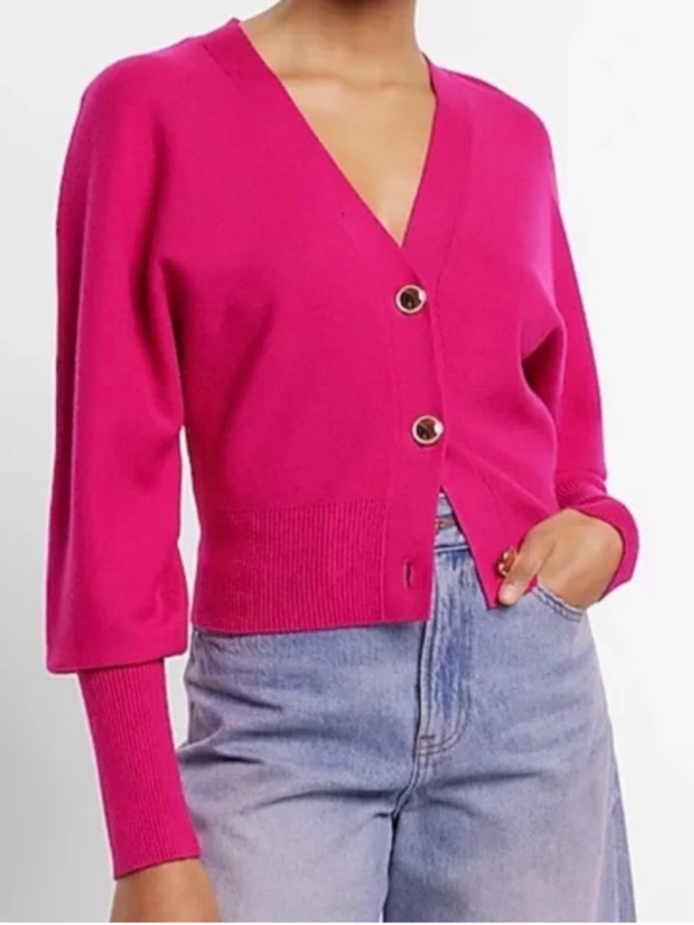 Pink express cardigan with gold buttons size small